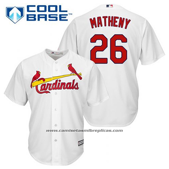 Camiseta Beisbol Hombre St. Louis Cardinals Mike Matheny 26 Blanco Primera Cool Base